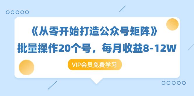 《从零开始打造公众号矩阵》批量操作20个号，每月收益大概8-12W（44节课）_海蓝资源库