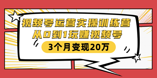 视频号运营实操训练营：从0到1玩赚视频号，3个月变现20万_海蓝资源库