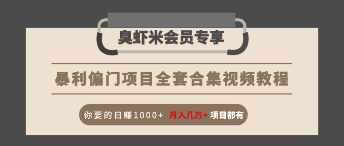 暴利偏门项目全套合集视频教程：你要的日赚1000+月入几万+项目都有_海蓝资源库