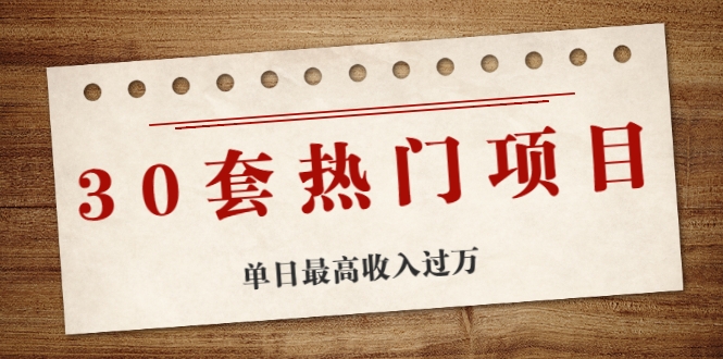 30套热门项目：单日最高收入过万 (网赚项目、朋友圈、涨粉套路、抖音、快手)等_海蓝资源库