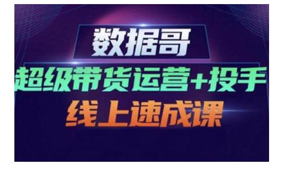 数据哥·超级带货运营+投手线上速成课，快速提升运营和熟悉学会投手技巧_海蓝资源库