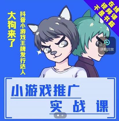 大狗来了：小游戏推广实战课，带你搭建一个游戏推广变现账号_海蓝资源库