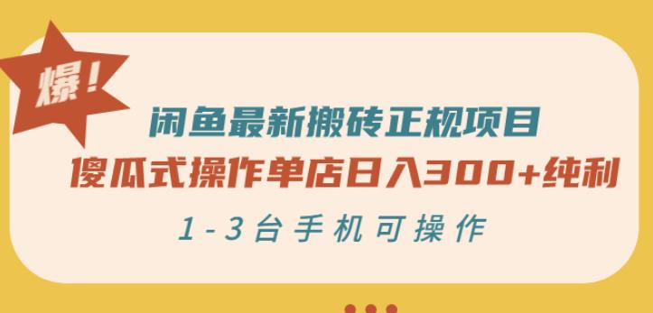 闲鱼最新搬砖正规项目：傻瓜式操作单店日入300+纯利，1-3台手机可操作_海蓝资源库