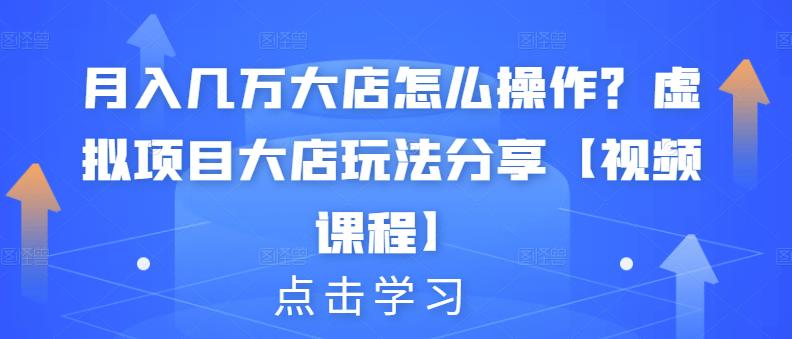 月入几万大店怎么操作？虚拟项目大店玩法分享【视频课程】_海蓝资源库