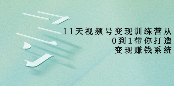 11天视频号变现训练营，从0到1打造变现赚钱系统（价值398元）_海蓝资源库