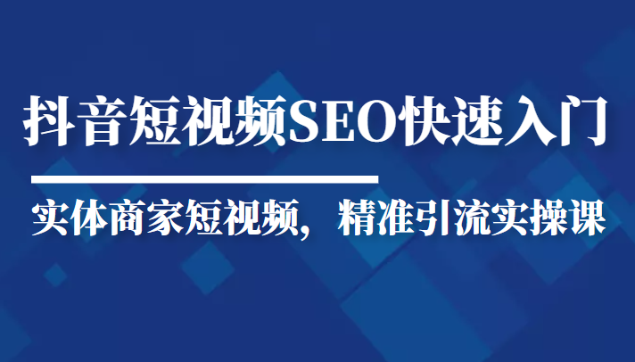 抖音短视频Seo搜索排名优化新手快速入门教程，实体商家短视频，精准引流实操课_海蓝资源库