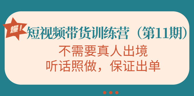 视频带货训练营，不需要真人出境，听话照做，保证出单（第11期）_海蓝资源库