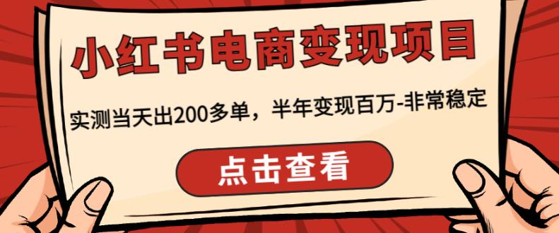 顽石·小红‬书电商变现项目，实测当天出200多单，半年变现百万，非常稳定_海蓝资源库