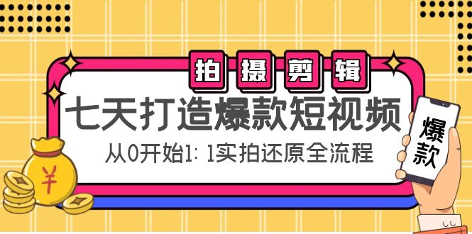 七天打造爆款短视频：拍摄+剪辑实操，从0开始1:1实拍还原实操全流程_海蓝资源库