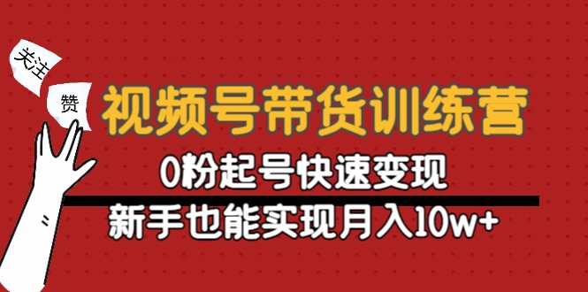 视频号带货训练营：0粉起号快速变现，新手也能实现月入10w+_海蓝资源库