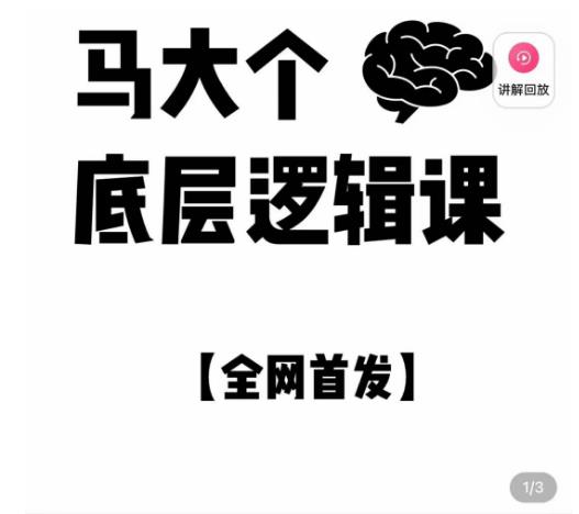 马大个·底层逻辑课，51节底层逻辑智慧课-价值1980元_海蓝资源库