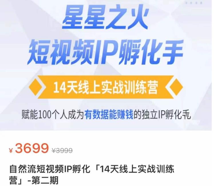 瑶瑶·自然流短视频IP孵化第二期，14天线上实战训练营，赋能100个人成为有数据能赚钱的独立IP孵化手_海蓝资源库