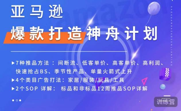 亚马逊爆款打造神舟计划，​7种推品方法，4个类目广告打法，2个SOP详解_海蓝资源库