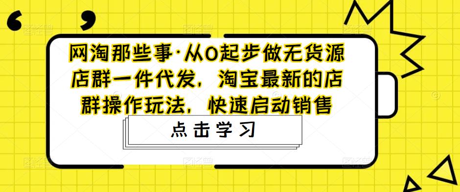 网淘那些事·从0起步做无货源店群一件代发，淘宝最新的店群操作玩法，快速启动销售_海蓝资源库