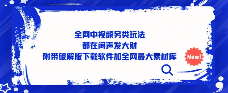 全网中视频另类玩法，都在闷声发大财，附带破解版下载软件加全网最大素材库_海蓝资源库