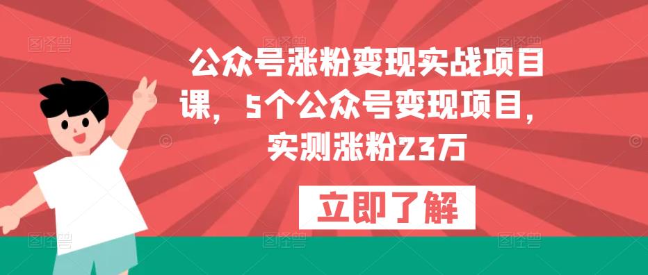 公众号涨粉变现实战项目课，5个公众号变现项目，实测涨粉23万_海蓝资源库