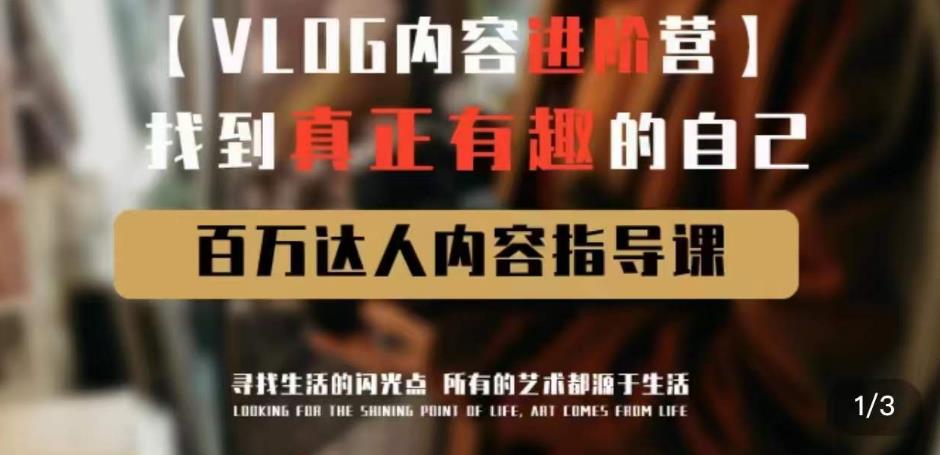 vlog内容进阶营，找到真正有趣的自己，百万达人内容指导课_海蓝资源库