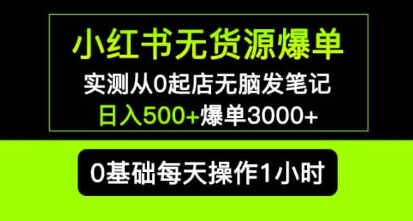 小红书无货源爆单实测从0起店无脑发笔记爆单3000+长期项目可多店_海蓝资源库