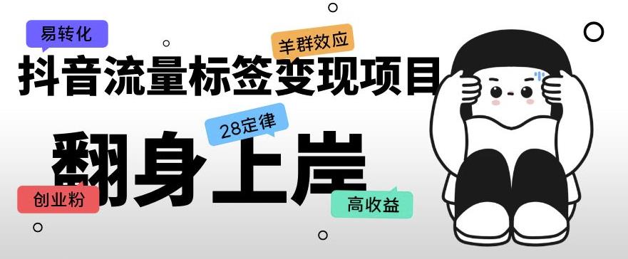 抖音流量标签变现项目，抖音创业粉轻松转化，单价高收益简单_海蓝资源库