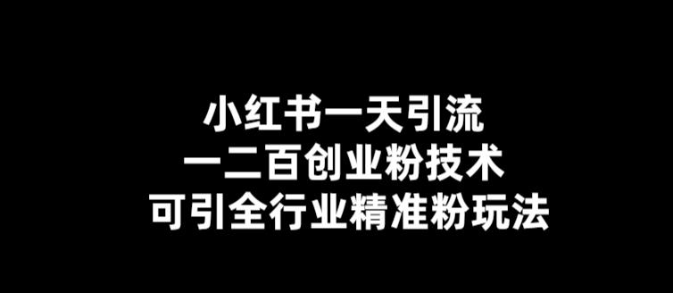 小红书一天引流一二百创业粉技术，可引全行业精准粉玩法【仅揭秘】_海蓝资源库