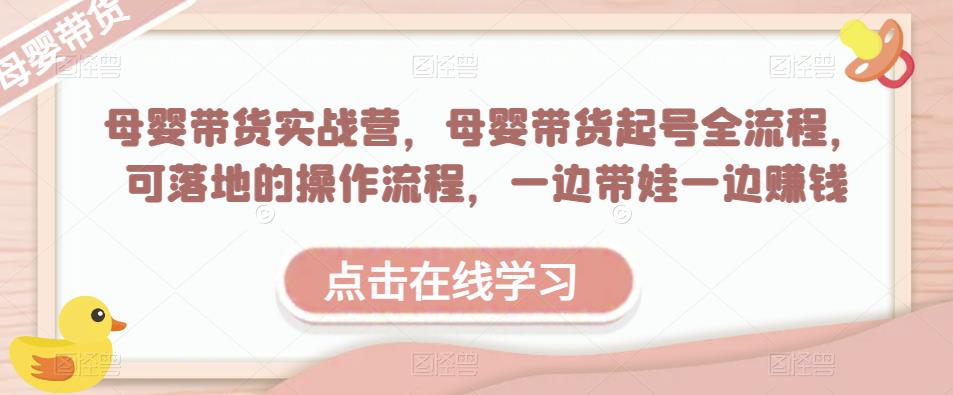 母婴带货实战营，母婴带货起号全流程，可落地的操作流程，一边带娃一边赚钱（附素材）_海蓝资源库