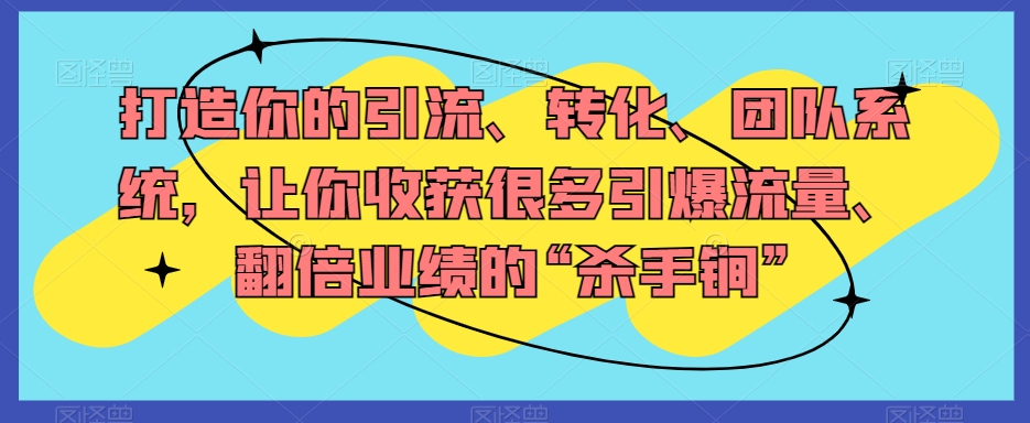 打造你的引流、转化、团队系统，让你收获很多引爆流量、翻倍业绩的“杀手锏”_海蓝资源库