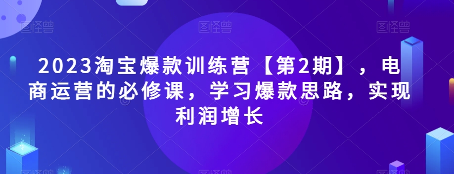 2023淘宝爆款训练营【第2期】，电商运营的必修课，学习爆款思路，实现利润增长_海蓝资源库