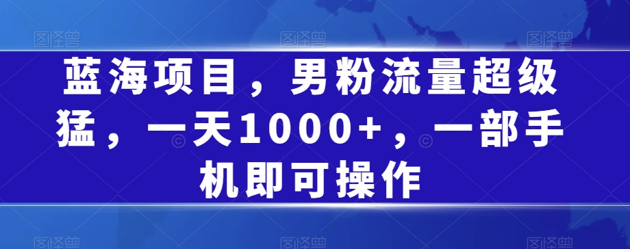 蓝海项目，男粉流量超级猛，一天1000+，一部手机即可操作【揭秘】_海蓝资源库