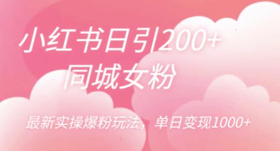 小红书日引200+同城女粉，最新实操爆粉玩法，单日变现1000+【揭秘】_海蓝资源库