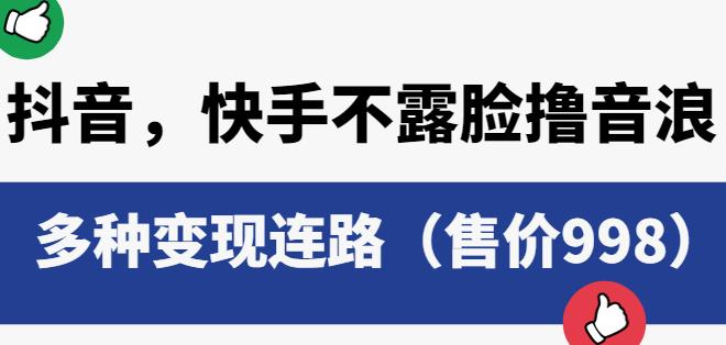 抖音快手不露脸撸音浪项目，多种变现连路（售价998）_海蓝资源库