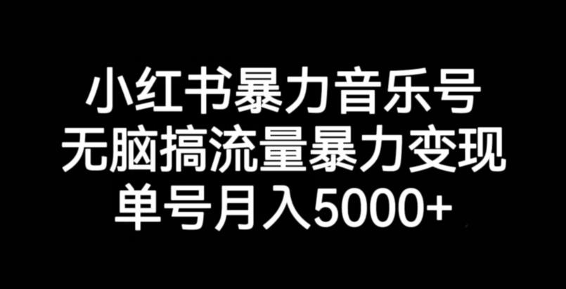 小红书暴力音乐号，无脑搞流量暴力变现，单号月入5000+_海蓝资源库