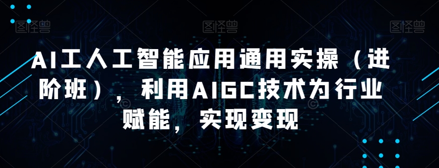 AI工人工智能应用通用实操（进阶班），利用AIGC技术为行业赋能，实现变现_海蓝资源库