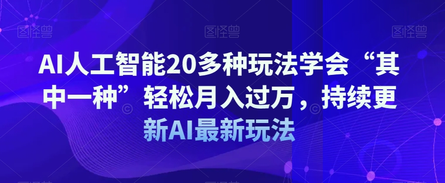 AI人工智能20多种玩法学会“其中一种”轻松月入过万，持续更新AI最新玩法_海蓝资源库