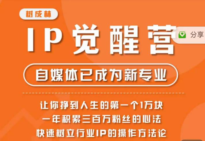 树成林·IP觉醒营，快速树立行业IP的操作方法论，让你赚到人生的第一个1万块（更新）_海蓝资源库