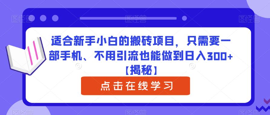 适合新手小白的搬砖项目，只需要一部手机、不用引流也能做到日入300+【揭秘】_海蓝资源库