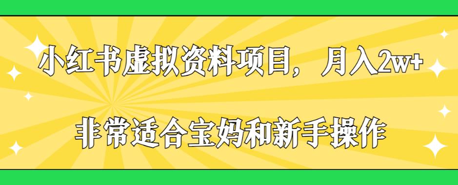 小红书虚拟资料项目，月入2w+，非常适合宝妈和新手操作【揭秘】_海蓝资源库