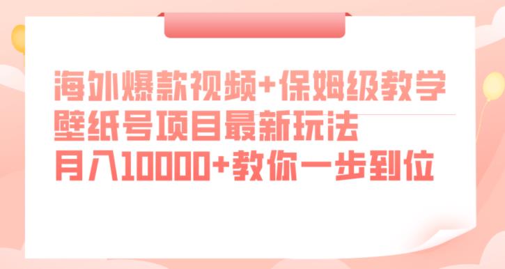 海外爆款视频+保姆级教学，壁纸号项目最新玩法，月入10000+教你一步到位【揭秘】_海蓝资源库