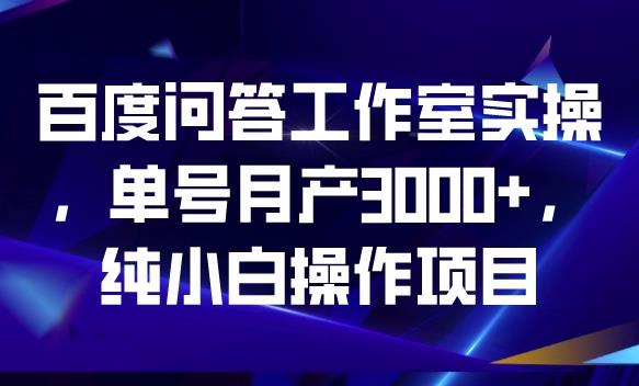 百度问答工作室实操，单号月产3000+，纯小白操作项目【揭秘】_海蓝资源库