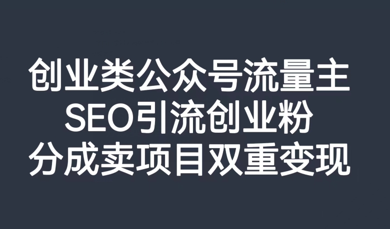 创业类公众号流量主，SEO引流创业粉，分成卖项目双重变现【揭秘】_海蓝资源库