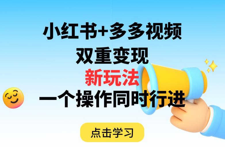 多多视频+小红书，双重变现新玩法，可同时进行【揭秘】_海蓝资源库