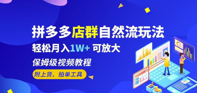 拼多多店群自然流玩法，轻松月入1W+保姆级视频教程（附上货、拍单工具）_海蓝资源库