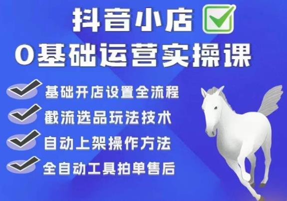 白马电商·0基础抖店运营实操课，基础开店设置全流程，截流选品玩法技术_海蓝资源库