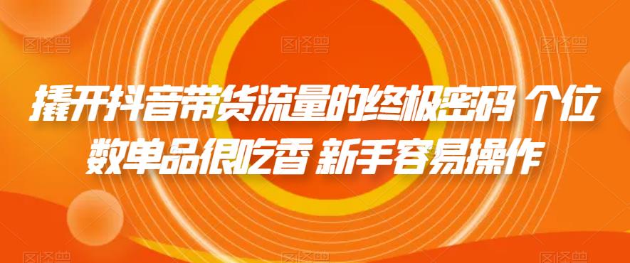 撬开抖音带货流量的终极密码 个位数单品很吃香 新手容易操作_海蓝资源库