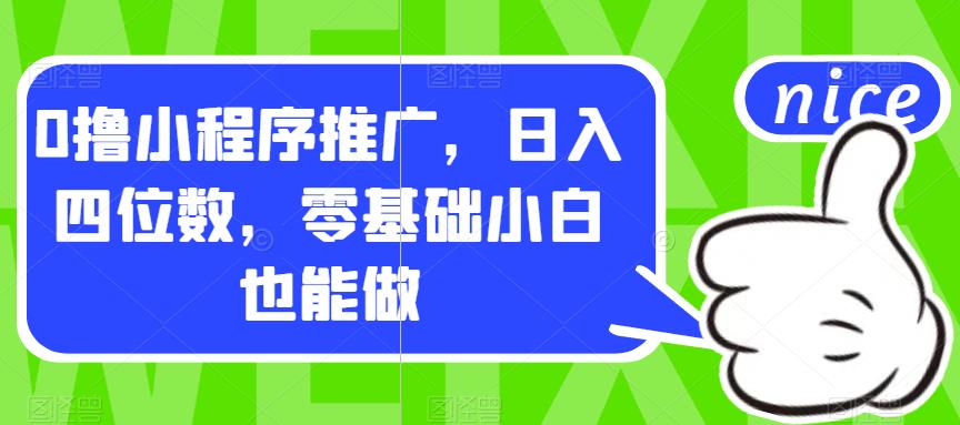 0撸小程序推广，日入四位数，零基础小白也能做【揭秘】_海蓝资源库