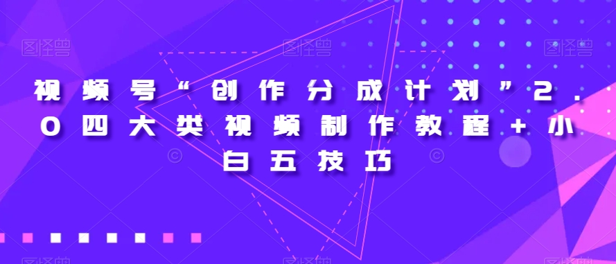 视频号“创作分成计划”2.0四大类视频制作教程+小白五技巧【揭秘】_海蓝资源库