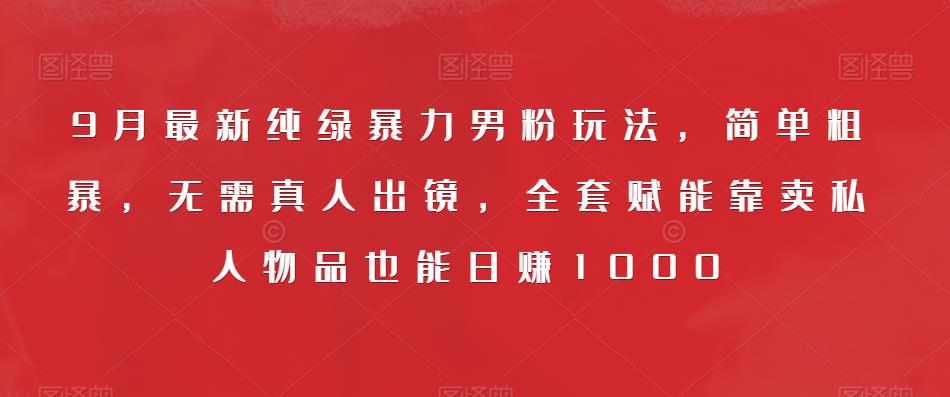 9月最新纯绿暴力男粉玩法，简单粗暴，无需真人出镜，全套赋能靠卖私人物品也能日赚1000_海蓝资源库