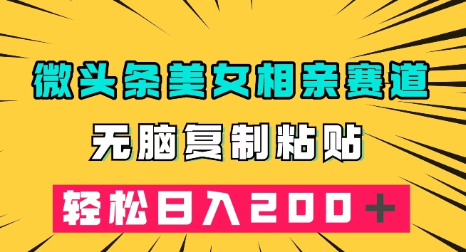 微头条冷门美女相亲赛道，无脑复制粘贴，轻松日入200＋【揭秘】_海蓝资源库