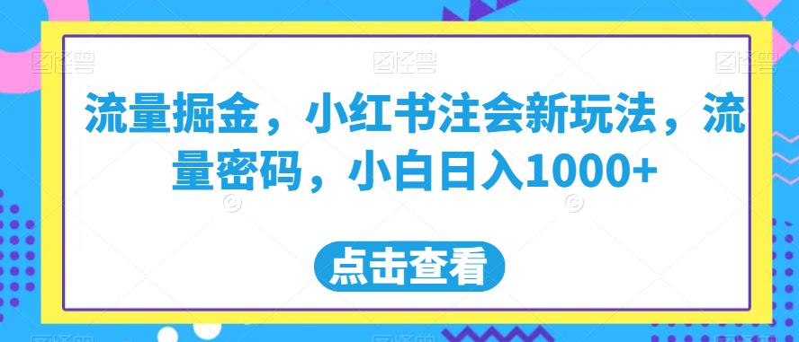 流量掘金，小红书注会新玩法，流量密码，小白日入1000+【揭秘】_海蓝资源库