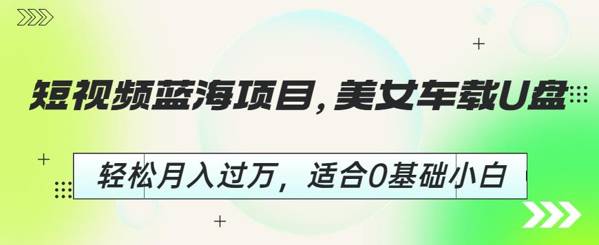 短视频蓝海项目，美女车载U盘，轻松月入过万，适合0基础小白【揭秘】_海蓝资源库