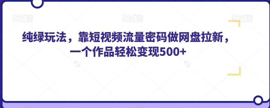 纯绿玩法，靠短视频流量密码做网盘拉新，一个作品轻松变现500+【揭秘】_海蓝资源库